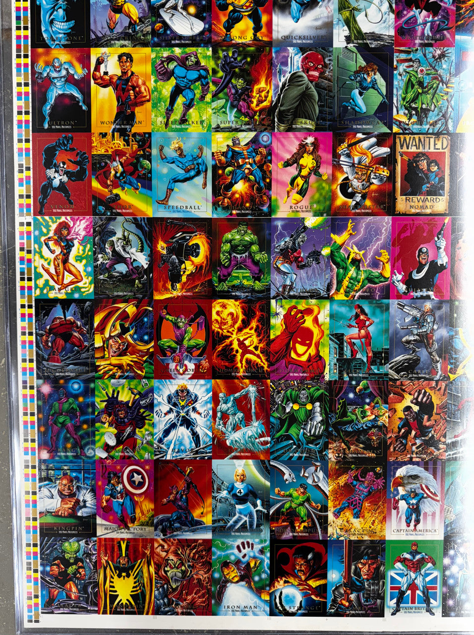 1992 Skybox Marvel Masterpieces Full Uncut Card Sheet