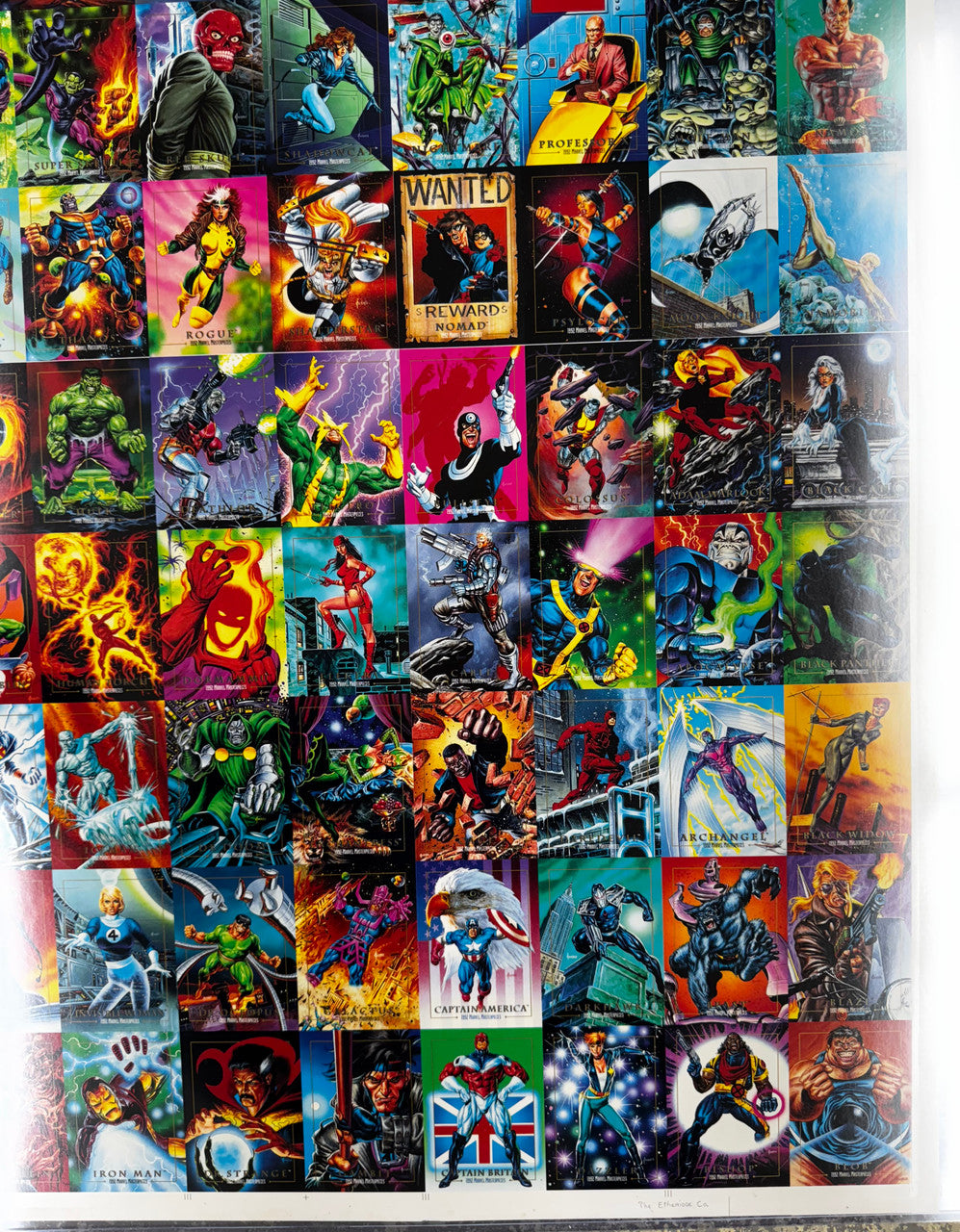 1992 Skybox Marvel Masterpieces Full Uncut Card Sheet