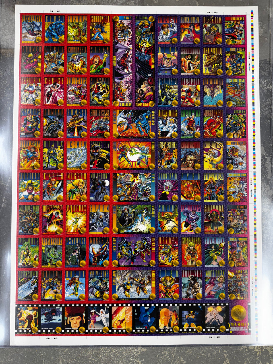 1993 Skybox X-Men Series 2 Full Uncut Card Sheet