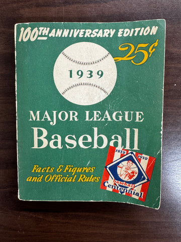 1939 Major League Baseball 100th Anniversary Facts Figures & Official Rules Book