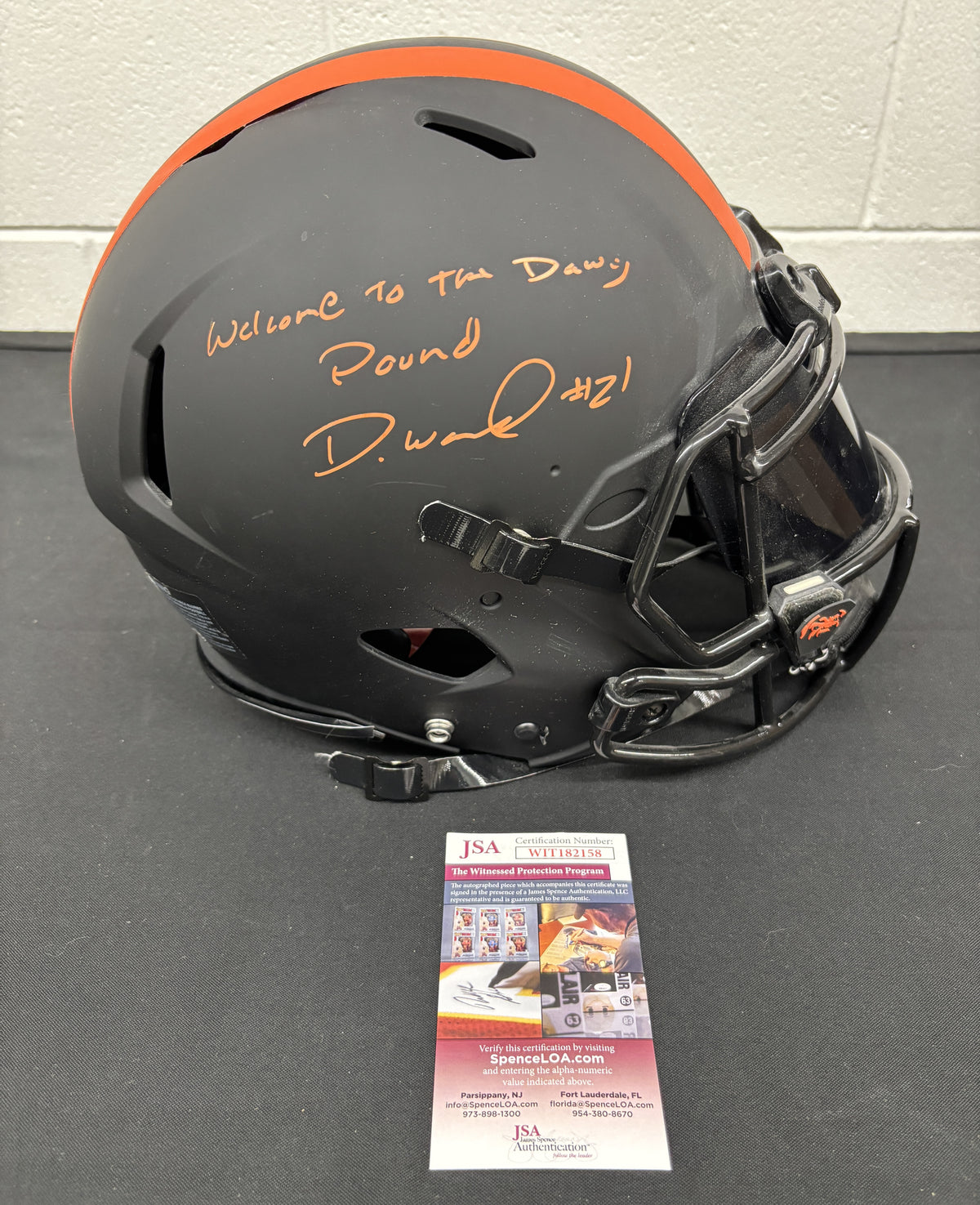 Denzel Ward Signed Autographed Inscribed Helmet Authentic W/Visor JSA Cert