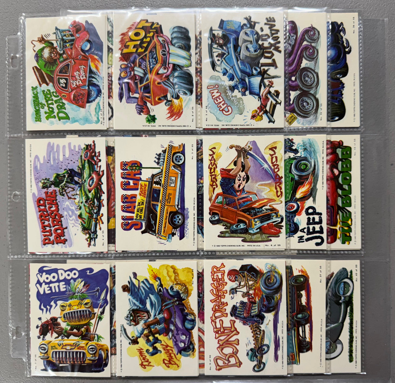 1980 Topps Weird Wheels Complete Card Sticker Set NM