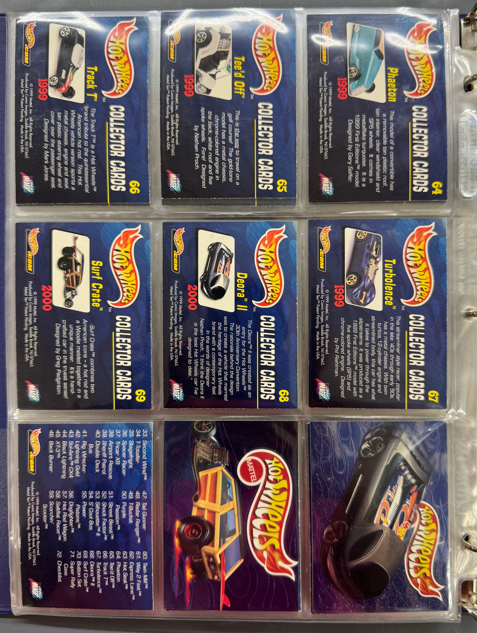 1999 Comic Images Mattel Hot Wheels Complete Collector Card Set