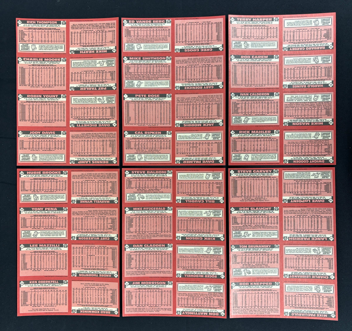 1986 O-Pee-Chee Baseball Uncut Panel Sheet Complete Set (396/396)