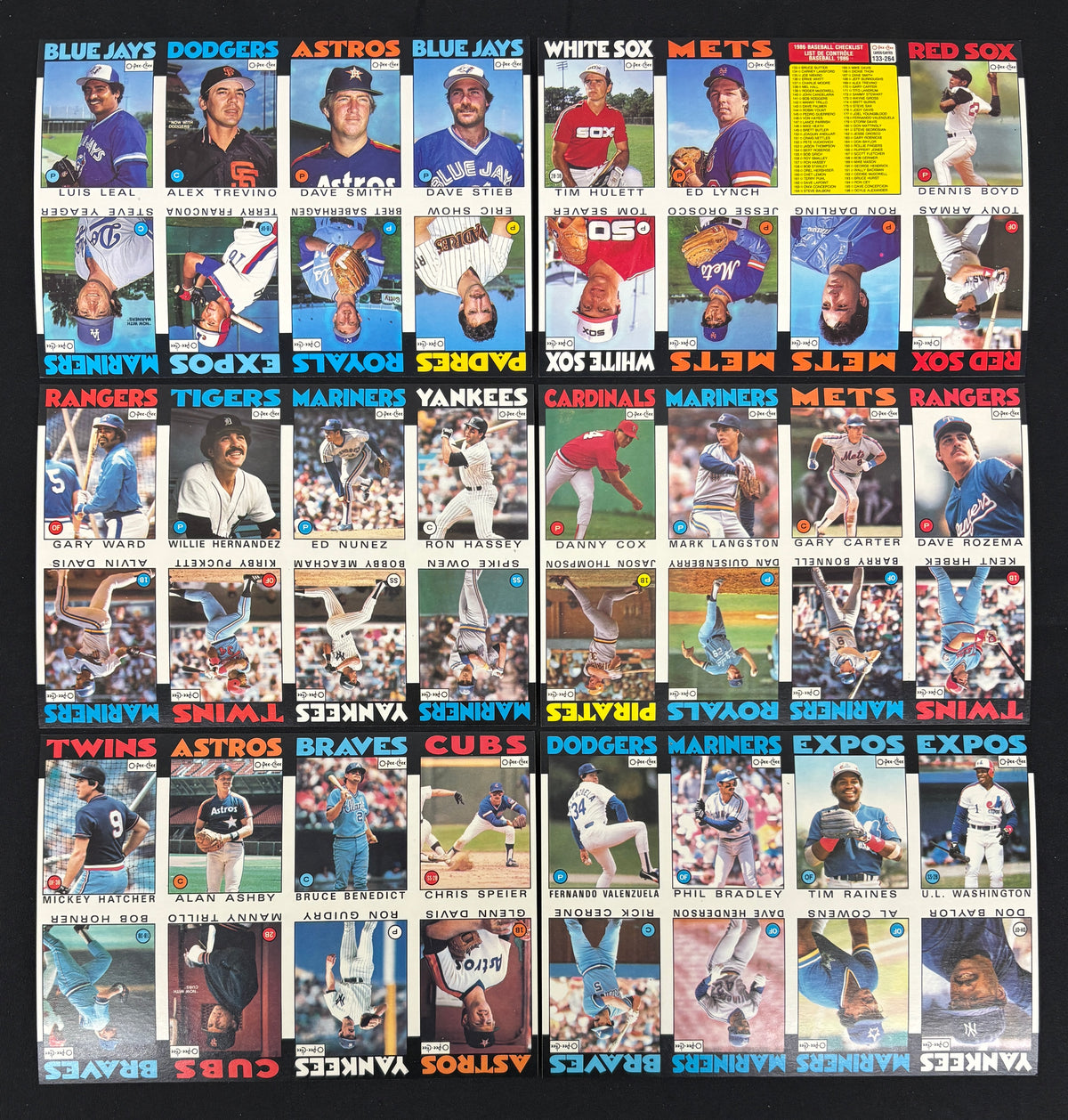 1986 O-Pee-Chee Baseball Uncut Panel Sheet Complete Set (396/396)