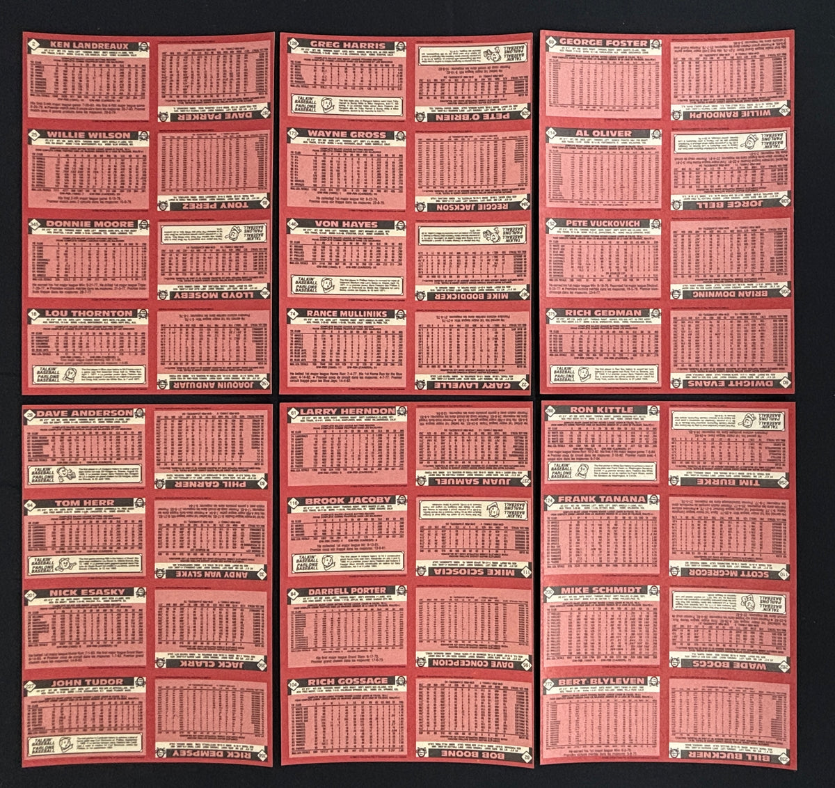 1986 O-Pee-Chee Baseball Uncut Panel Sheet Complete Set (396/396)