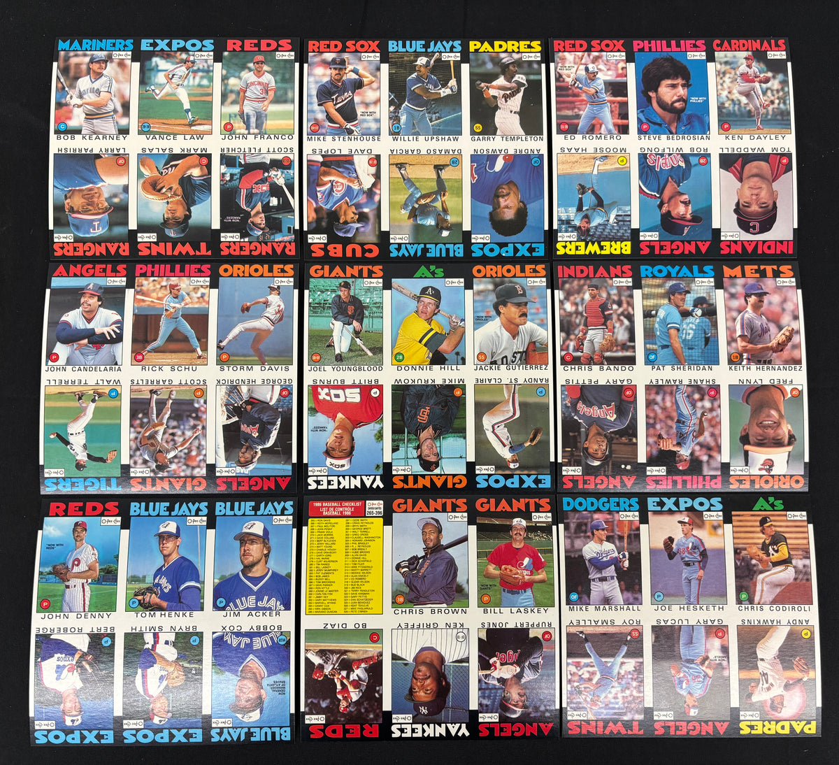 1986 O-Pee-Chee Baseball Uncut Panel Sheet Complete Set (396/396)