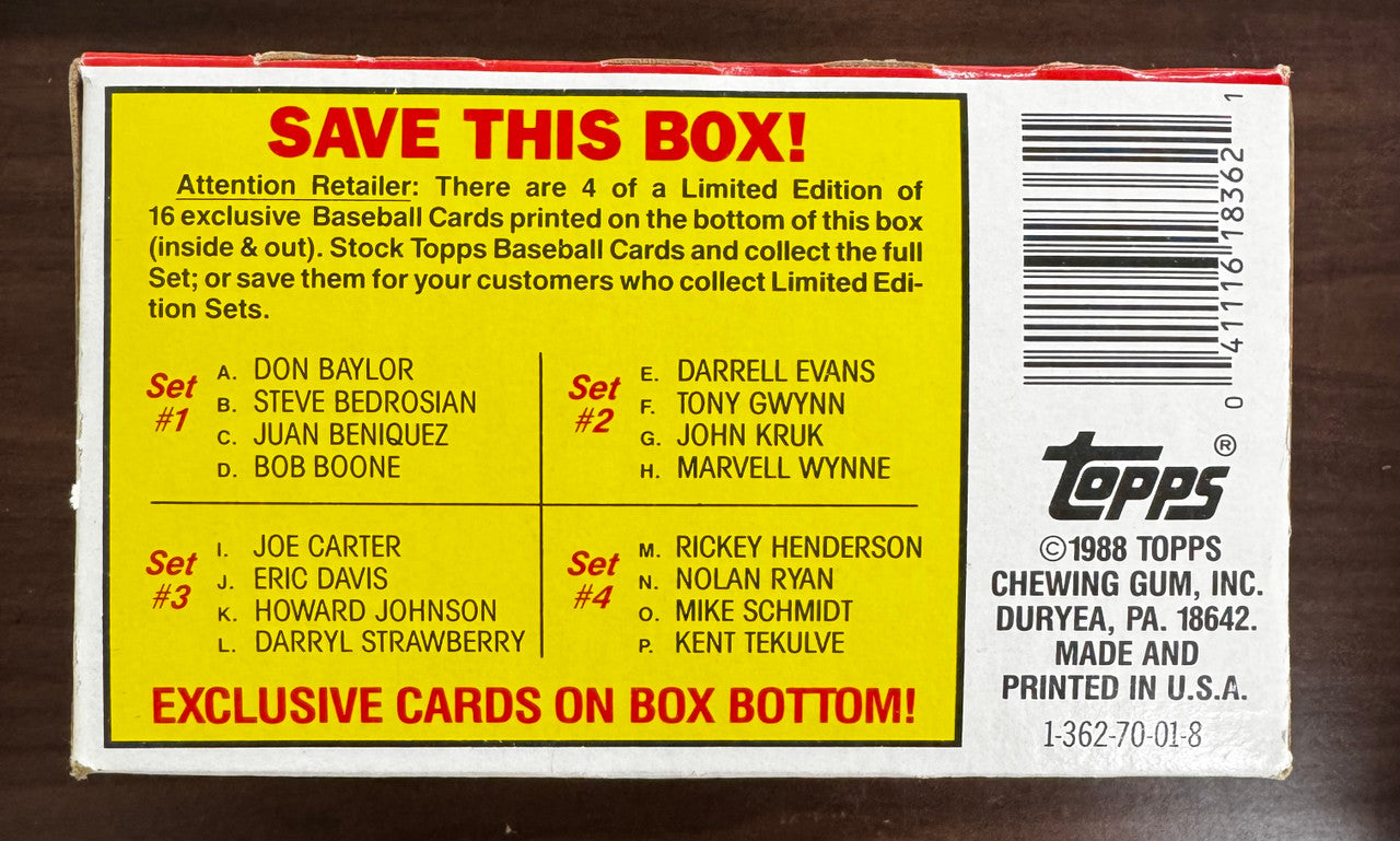 1988 Topps Baseball Wax Box 36 Factory Sealed Packs