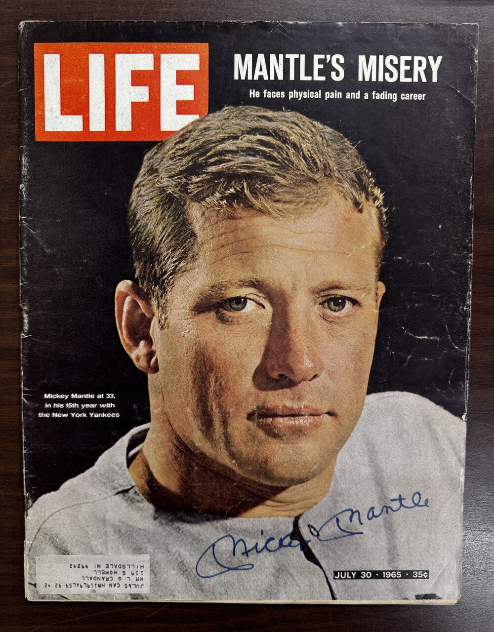 Mickey Mantle Autographed Life Magazine BAS Letter
