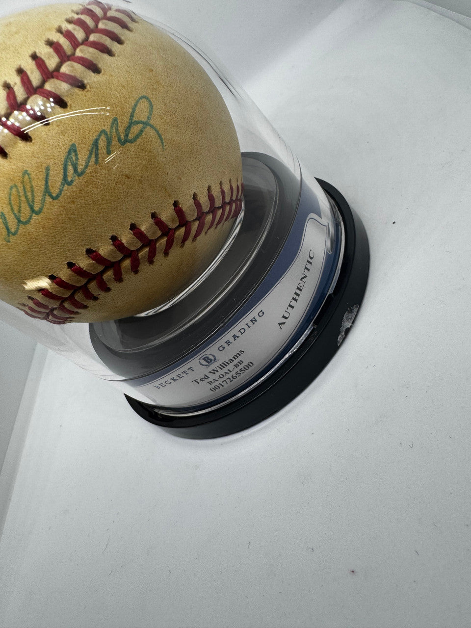 Ted Williams Signed Autographed OAL Baseball BAS Encapsulated *500