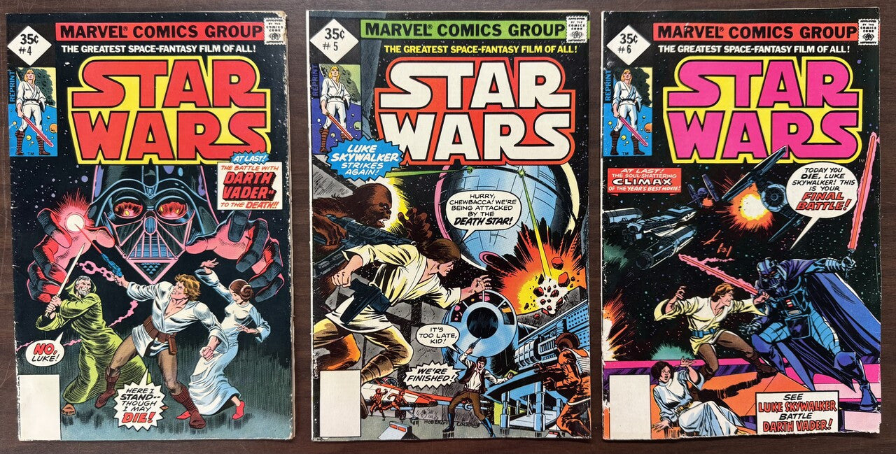 1977 Marvel Comics Star Wars Vol 4-6 No UPC Comic Book Lot VG