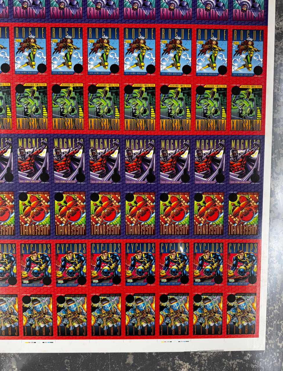 1993 Skybox X-Men Series 2 Uncut Sheet No Foil