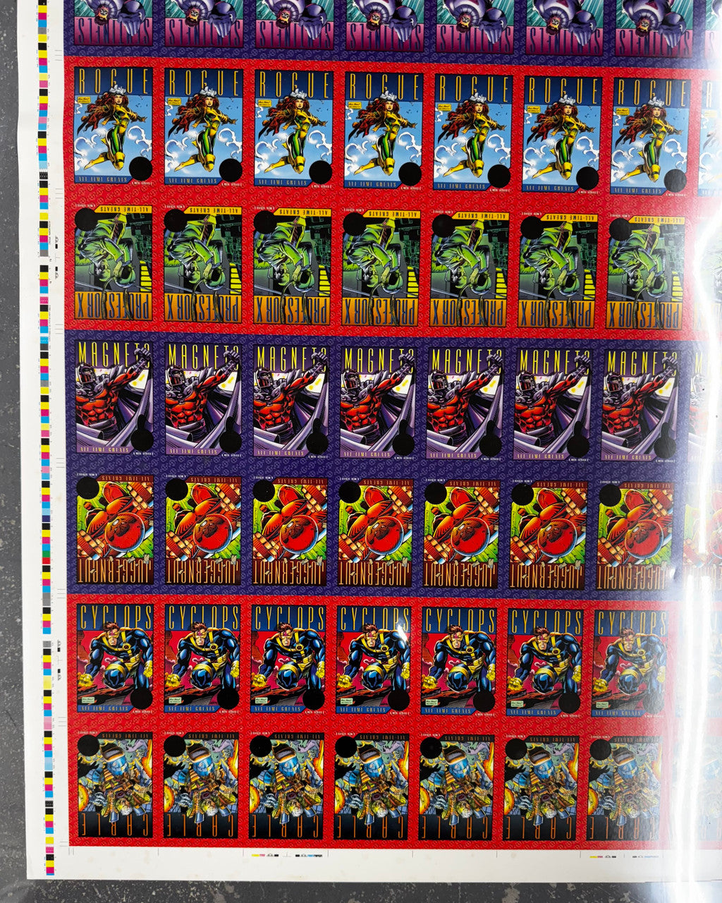 1993 Skybox X-Men Series 2 Uncut Sheet No Foil