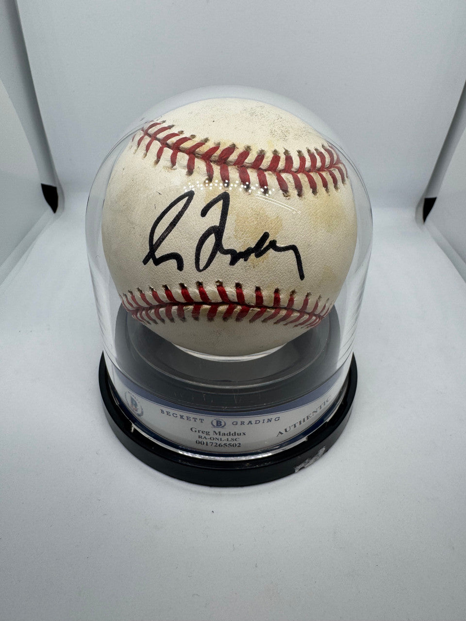 Greg Maddux Signed Autographed Rawlings ONL Baseball BAS Encapsulated