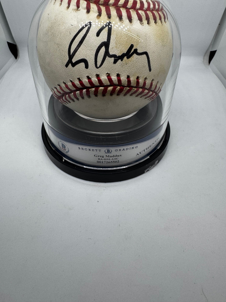 Greg Maddux Signed Autographed Rawlings ONL Baseball BAS Encapsulated