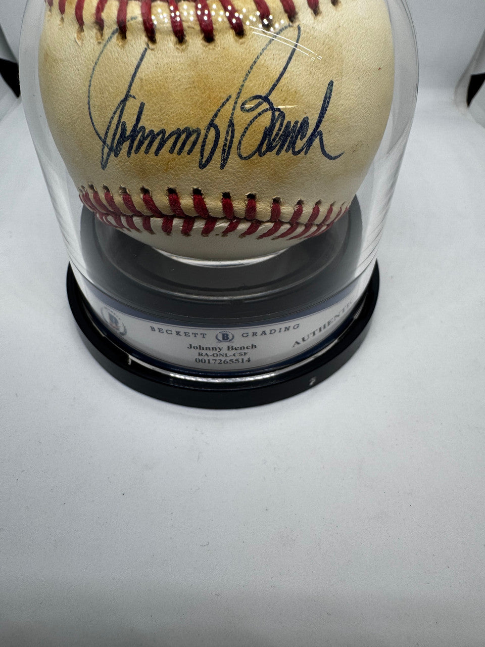 Johnny Bench Signed Autographed Rawlings ONL Baseball BAS Encapsulated
