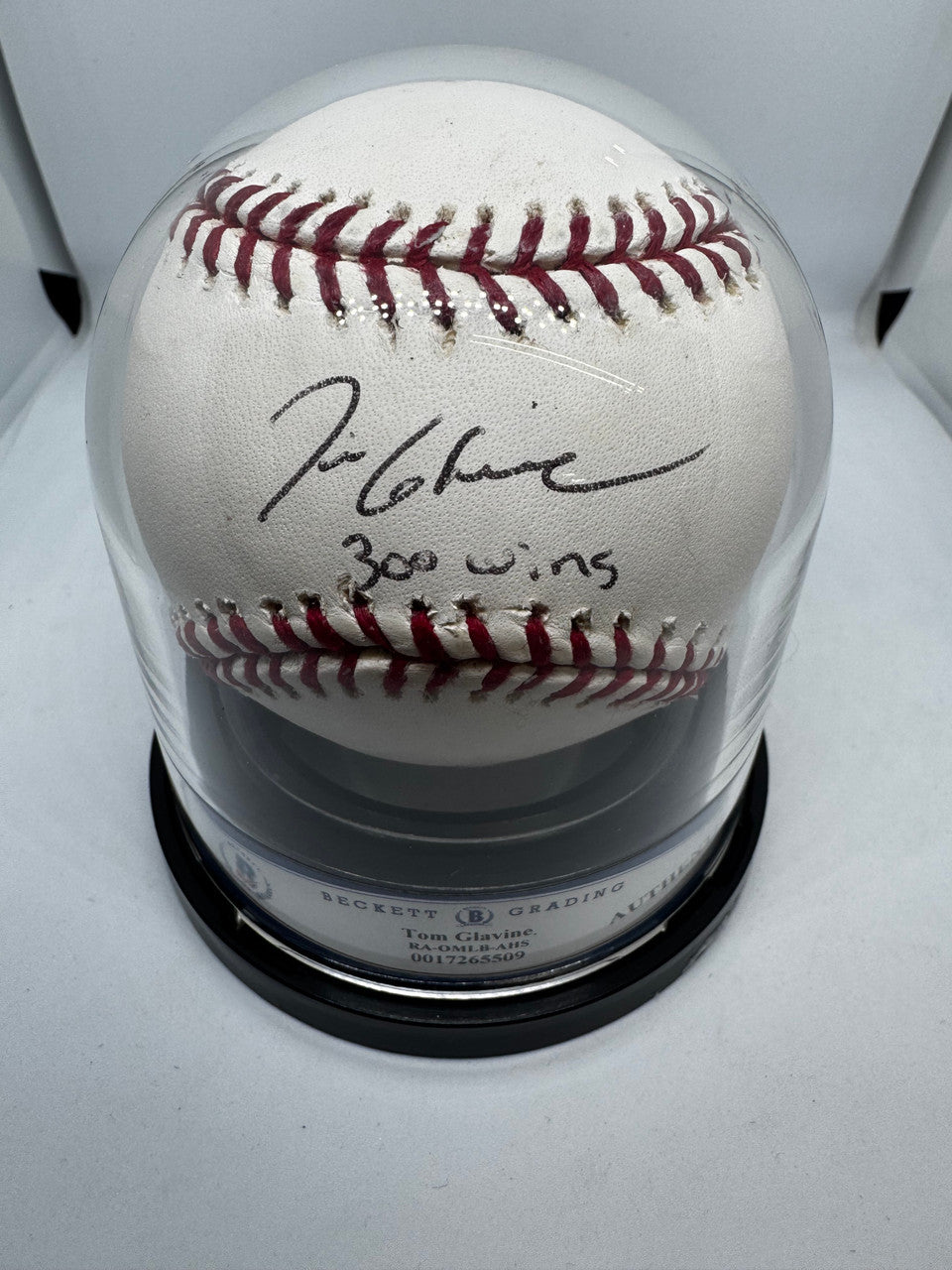 Tom Glavine Signed Autographed Inscribed Rawlings OML Baseball BAS Encapsulated