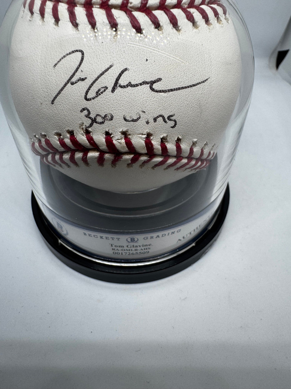 Tom Glavine Signed Autographed Inscribed Rawlings OML Baseball BAS Encapsulated