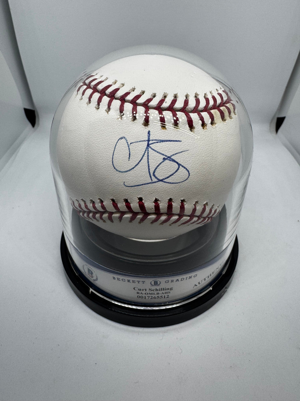 Curt Schilling Signed Autographed Rawlings OML Baseball BAS Encapsulated
