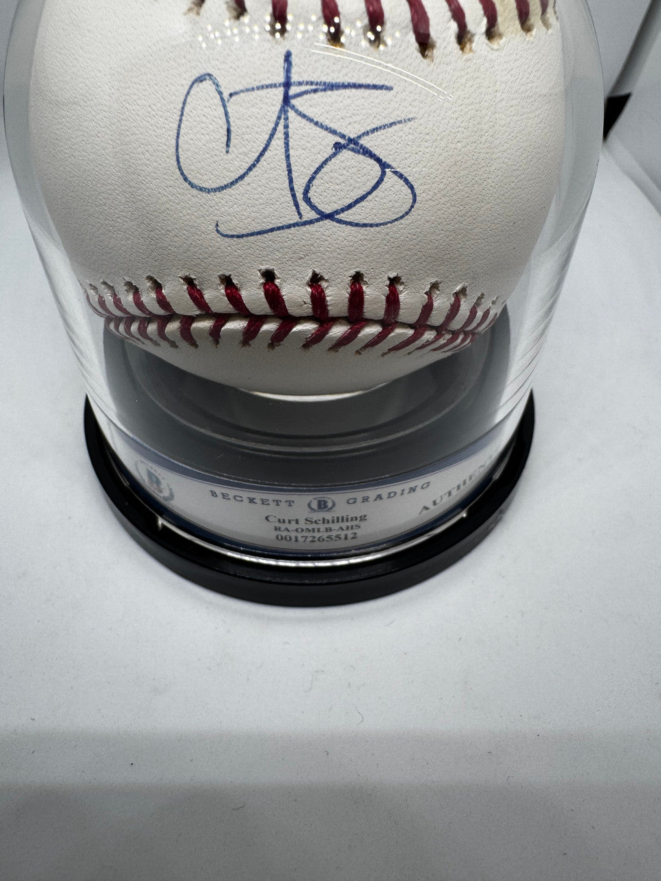Curt Schilling Signed Autographed Rawlings OML Baseball BAS Encapsulated