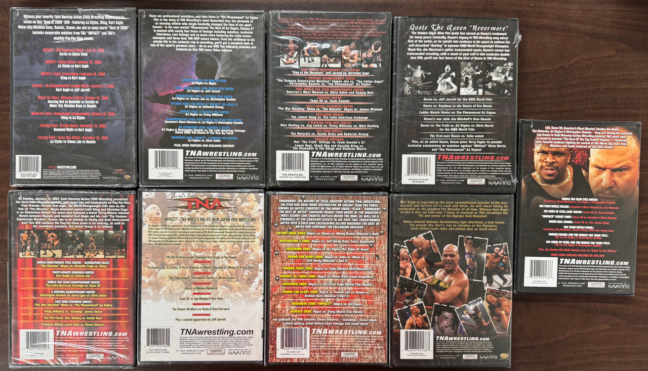 TNA Wrestling Sealed DVD Lot AJ Styles Raven Kurt Angle Global Impact Japan