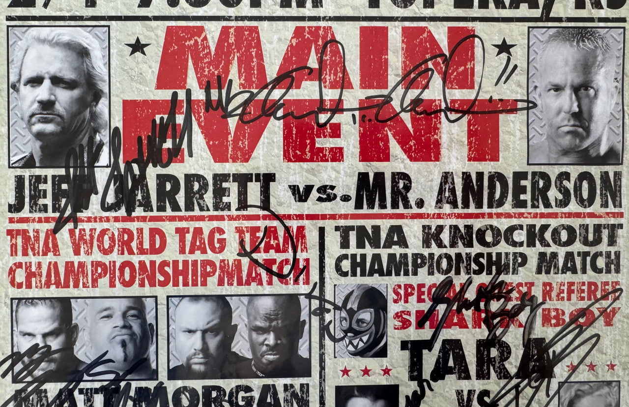 TNA Wrestling Signed Autograph Live Event Poster, Jarrett, Samoa Joe, Team 3D