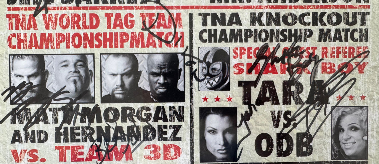 TNA Wrestling Signed Autograph Live Event Poster, Jarrett, Samoa Joe, Team 3D