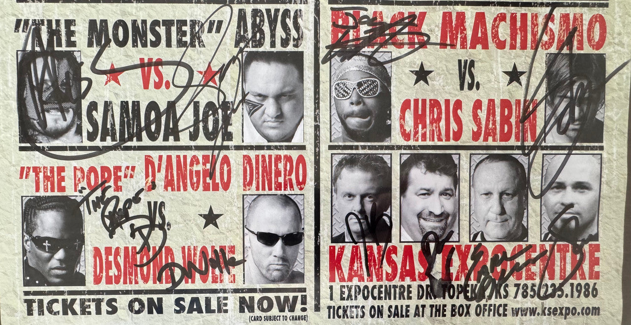 TNA Wrestling Signed Autograph Live Event Poster, Jarrett, Samoa Joe, Team 3D