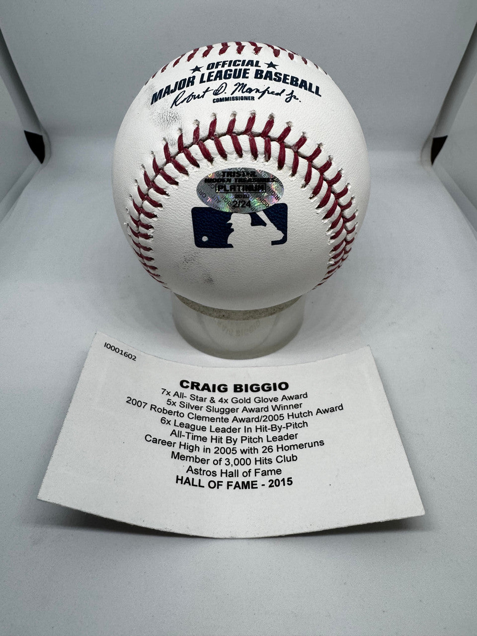 Craig Biggio Signed Autographed OML Baseball Tri-Star