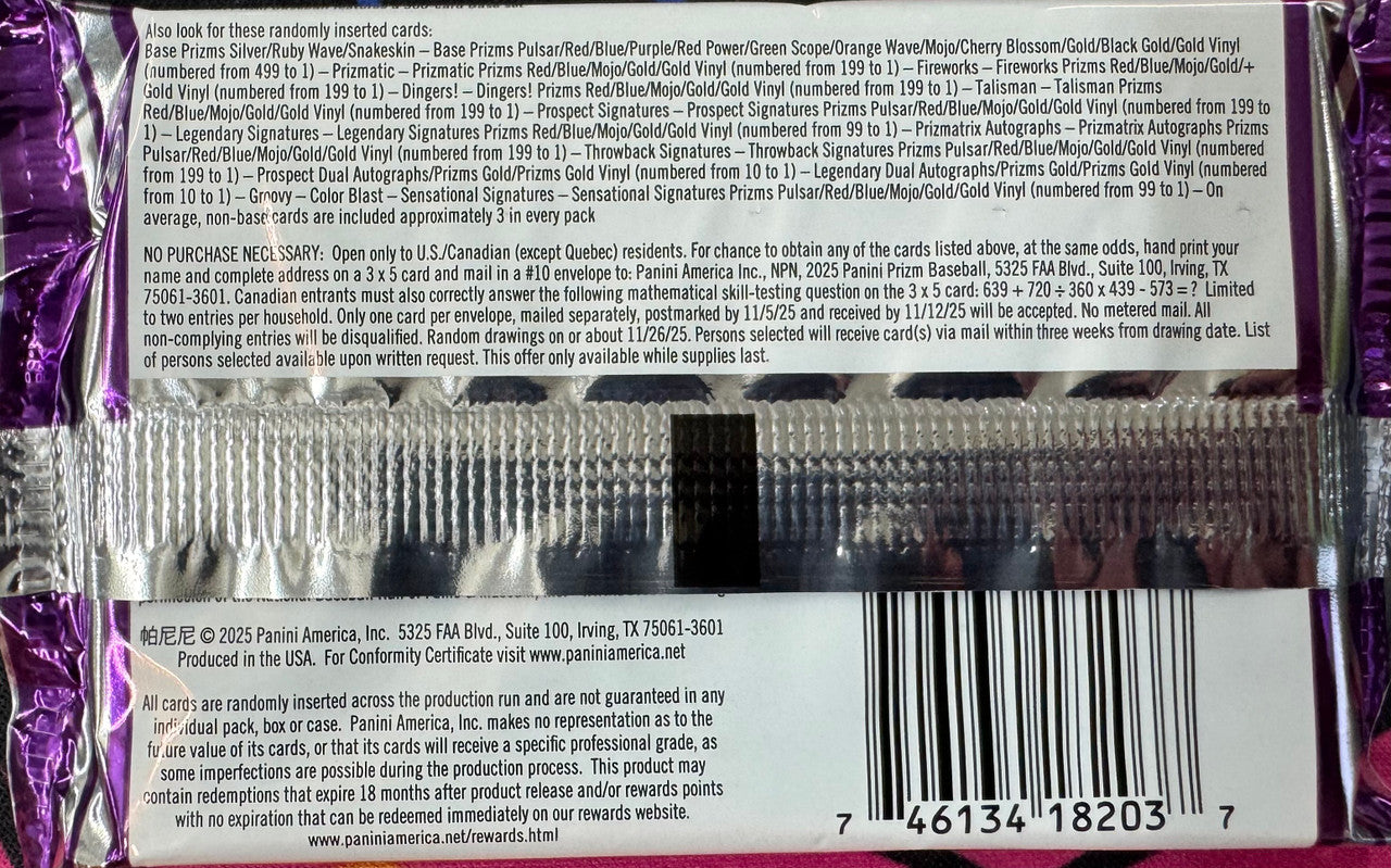 2025 Panini Prizm Baseball Hobby Pack