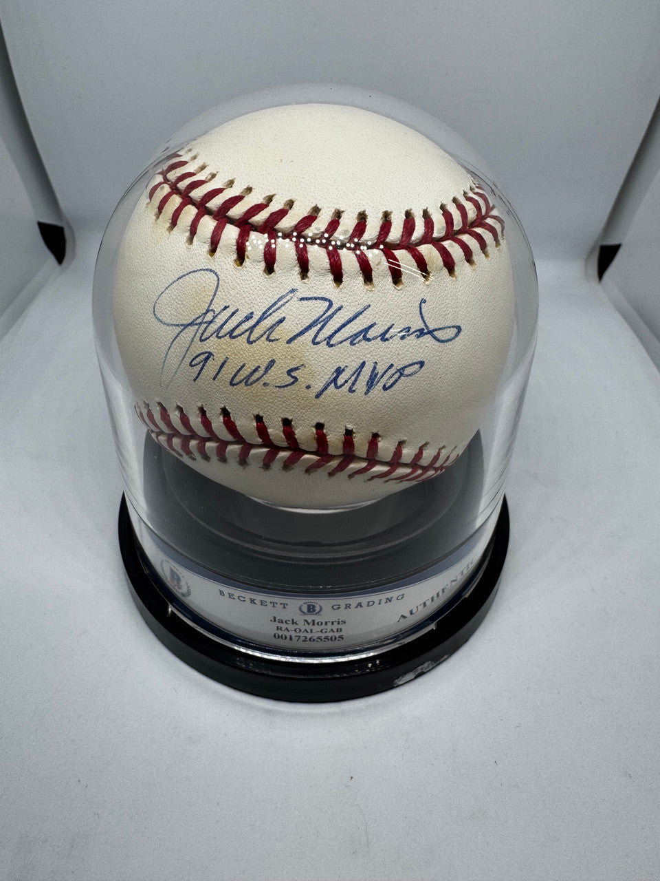 Jack Morris Signed Autographed Rawlings OAL Baseball BAS Encapsulated *505