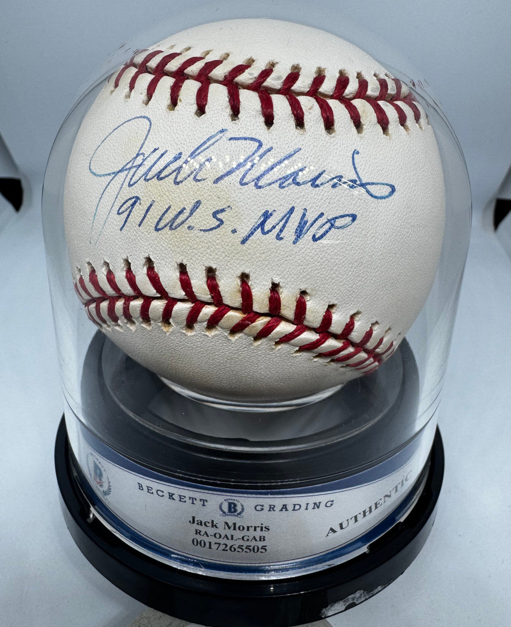 Jack Morris Signed Autographed Rawlings OAL Baseball BAS Encapsulated *505