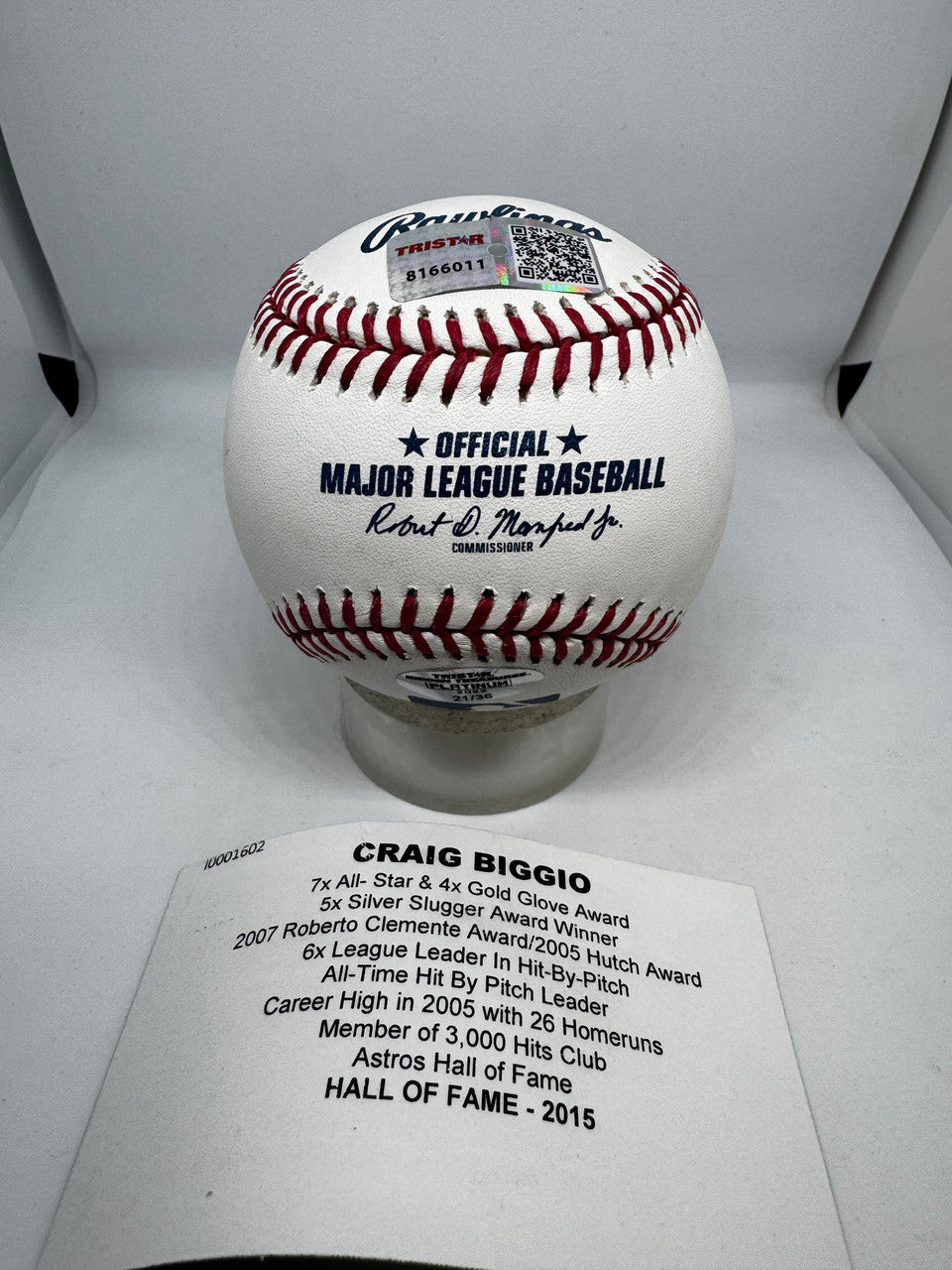 Craig Biggio Signed Autographed OML Baseball Tri-Star *011