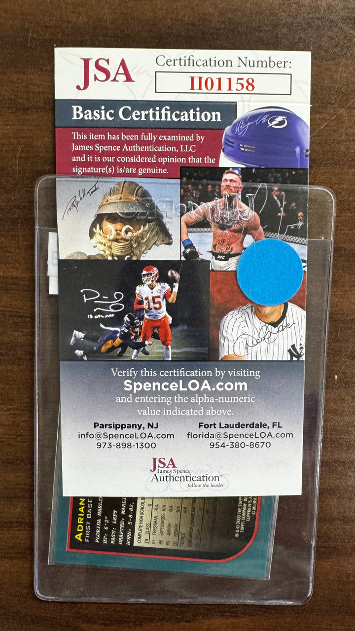 2000 Topps Adrian Gonzalez RC Signed Autographed #352 JSA