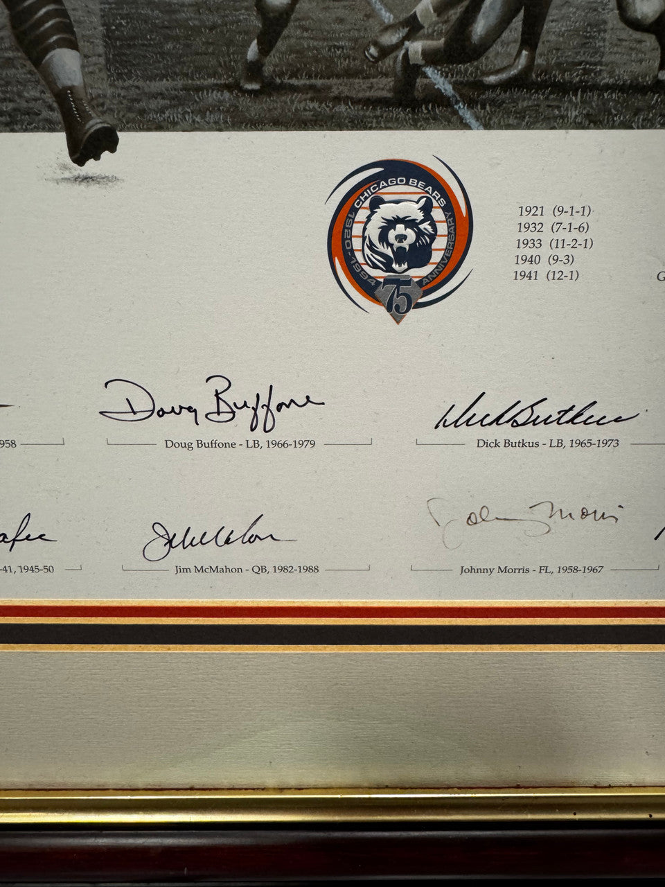 Chicago Bears 75th Anniversary Limited Edition Print W/ 20 Autos Framed /750