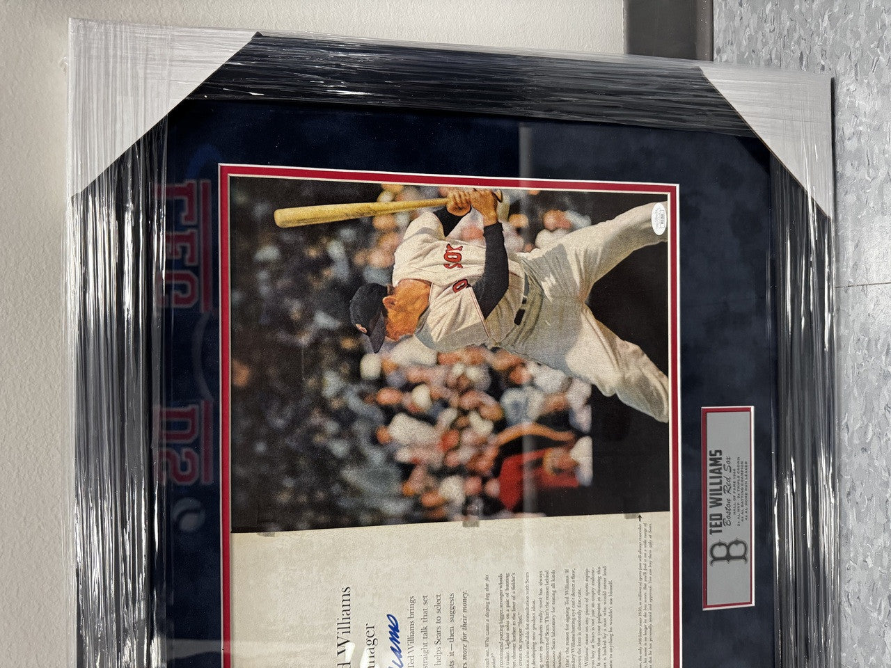 Ted Williams Signed Autographed Framed Magazine Page JSA