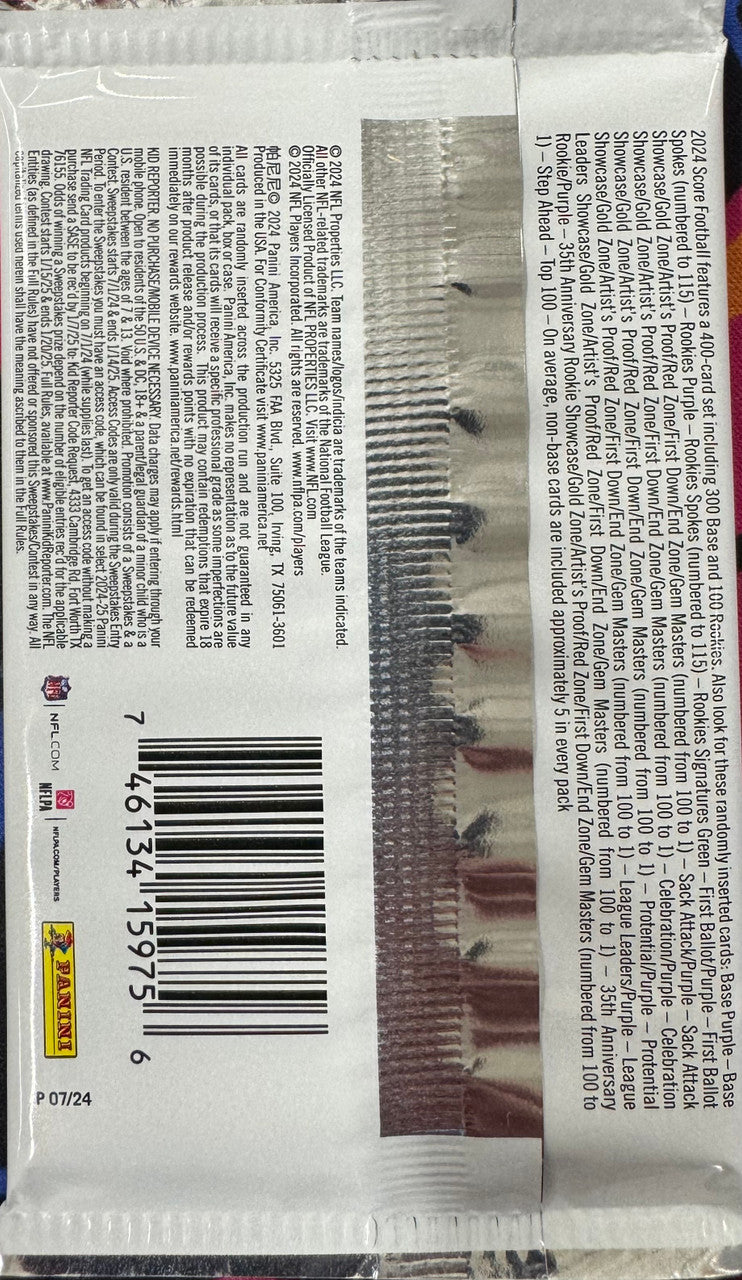 2024 Panini Score Football Retail Box Pack
