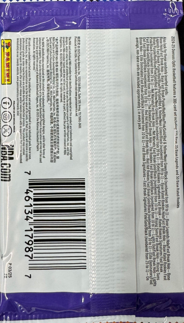 2024/25 Panini Donruss Optic Basketball Fast Break Pack