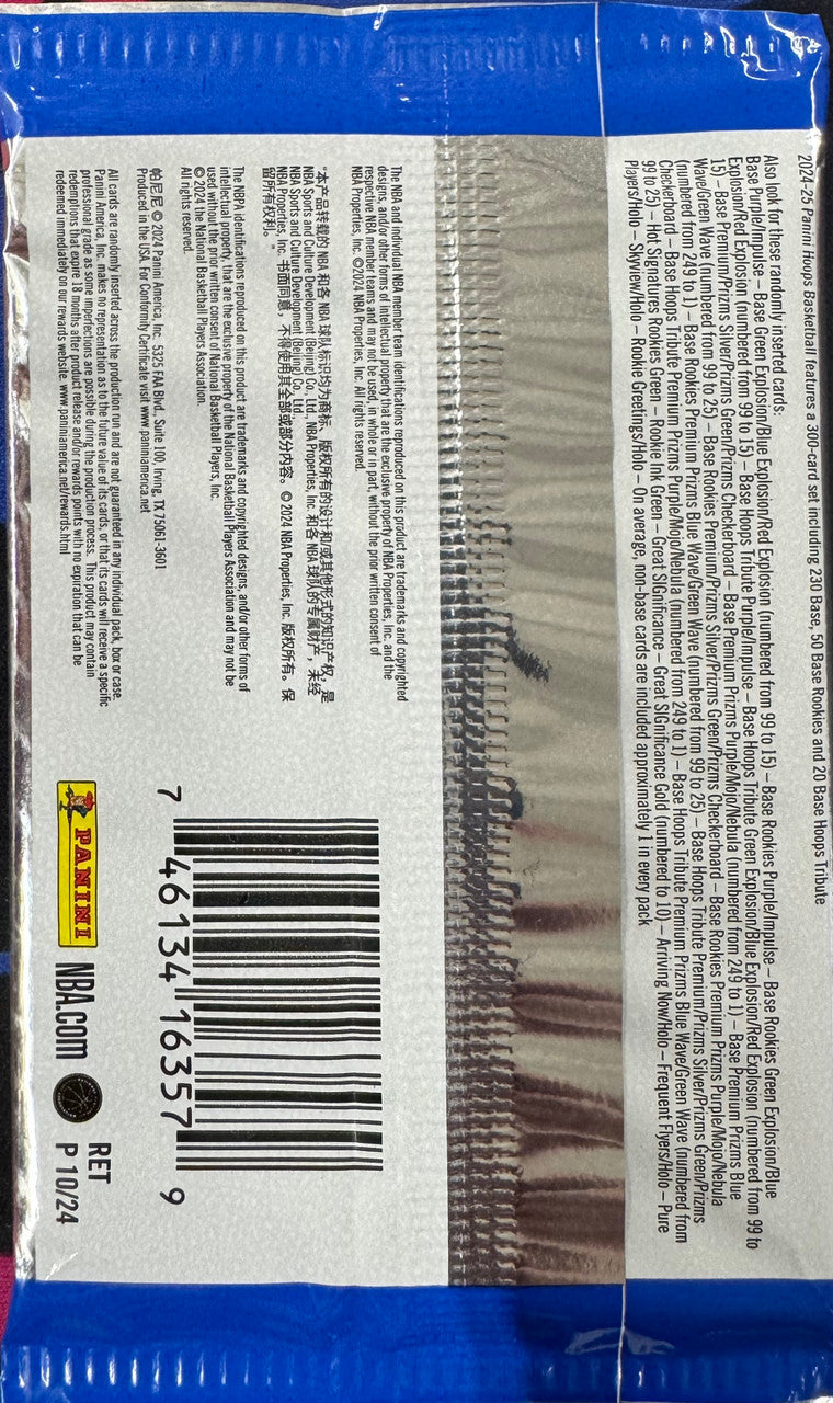 2024/25 Panini NBA Hoops Basketball Retail Pack