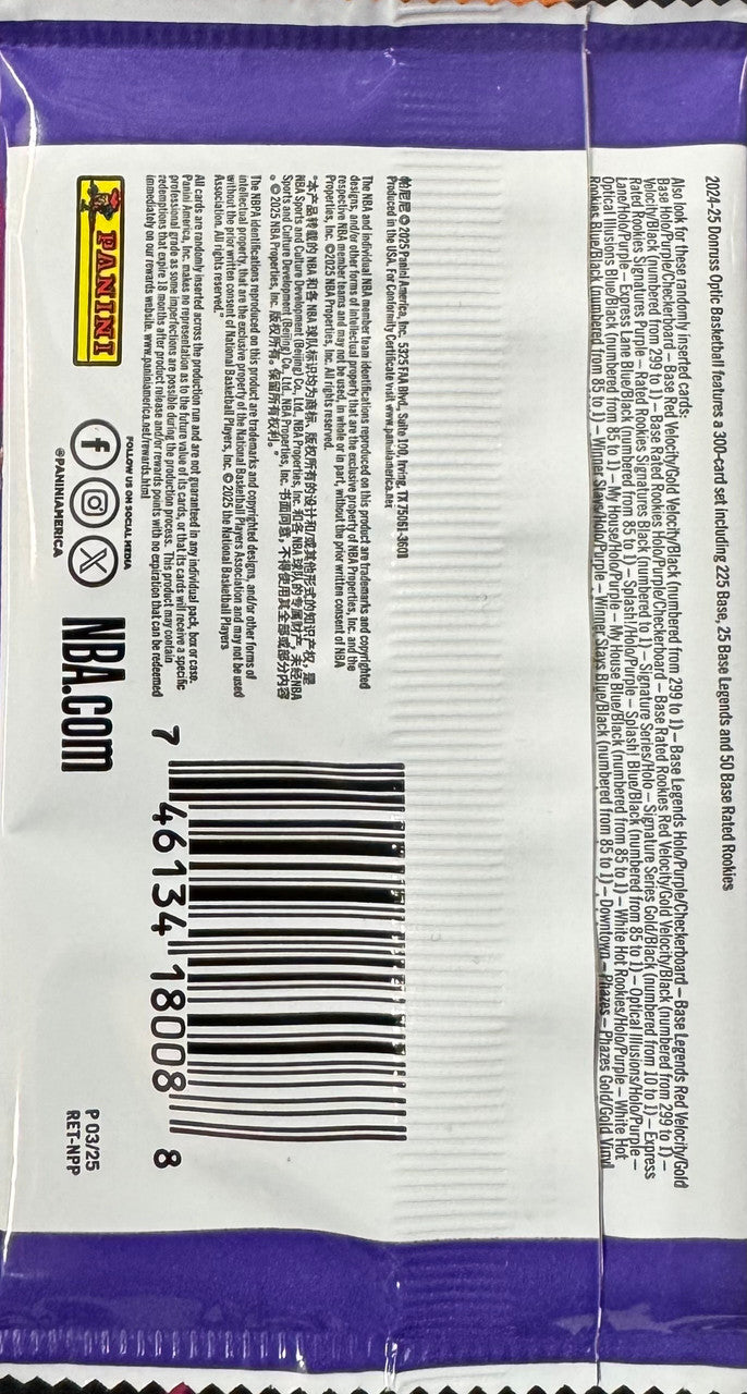 2024/25 Panini Donruss Optic Basketball Retail Pack