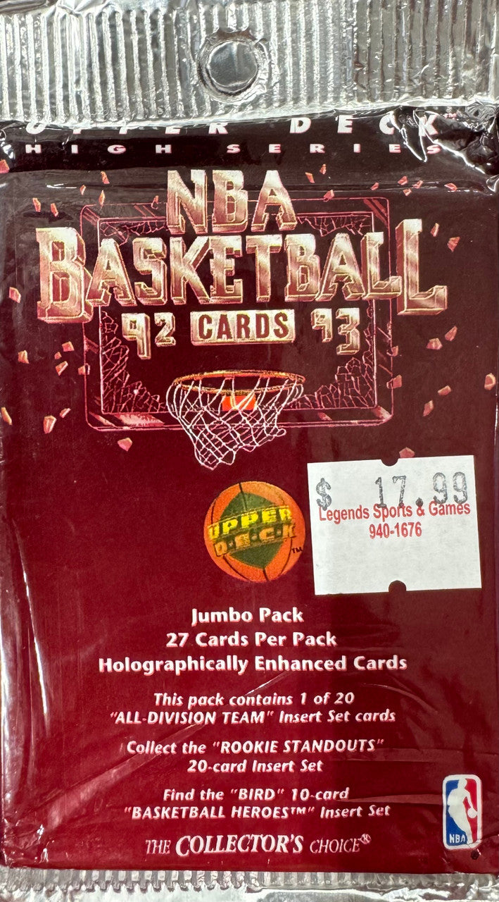 1992/93 Upper Deck High Series Jumbo Basketball Pack