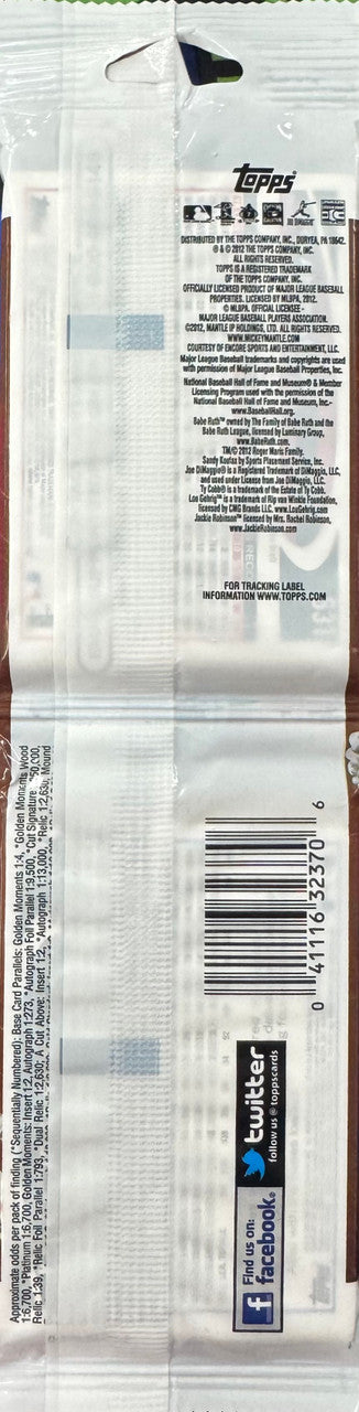 2012 Topps Baseball Series 2 Rack Pack