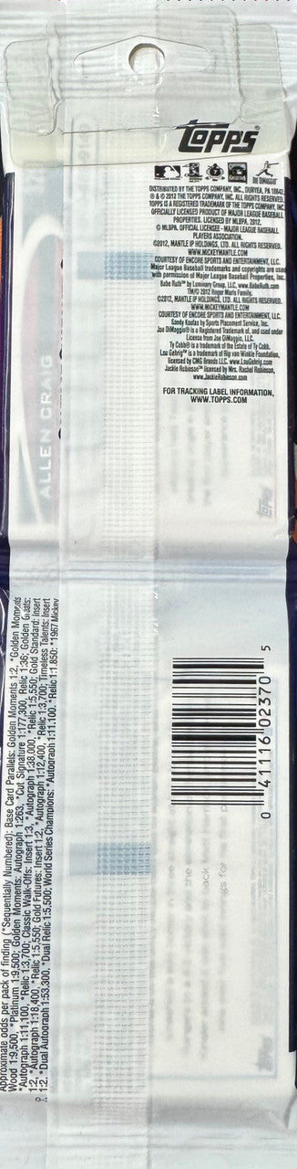 2012 Topps Baseball Series 1 Rack Pack