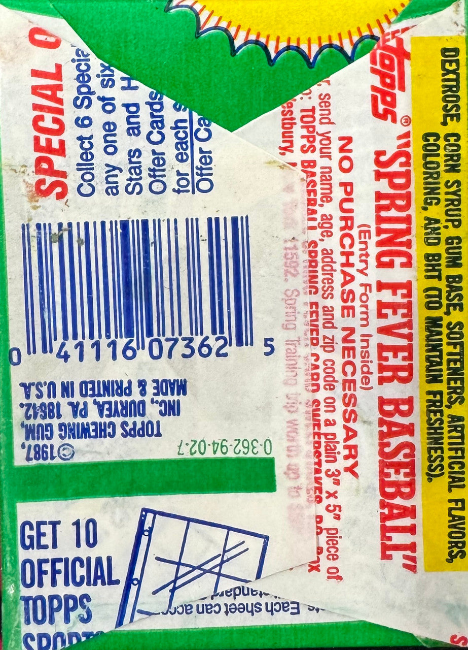 1987 Topps Baseball Wax Pack