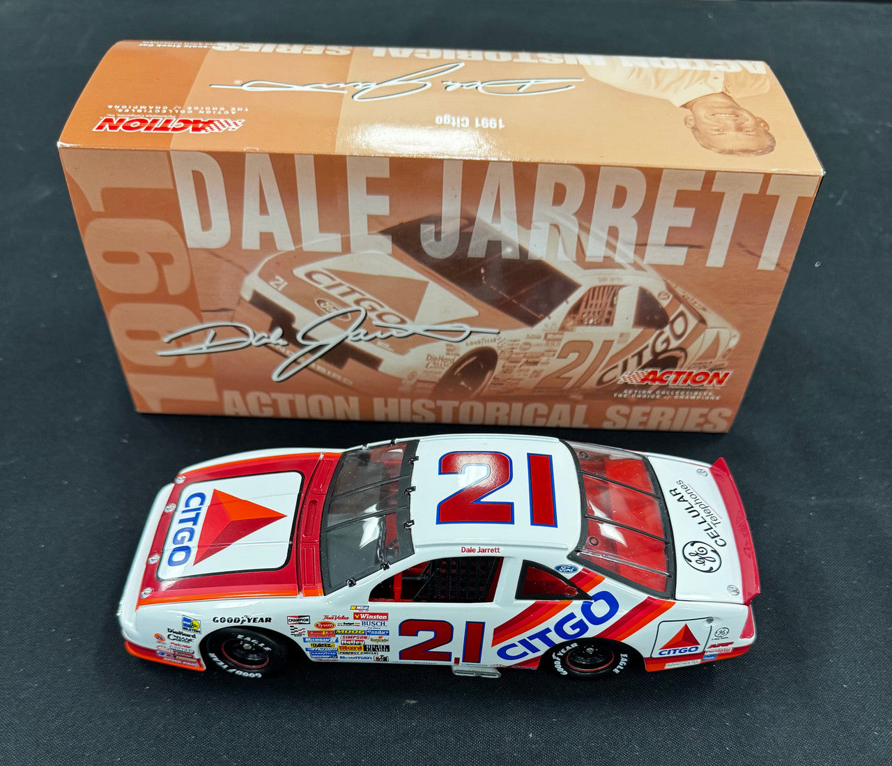 Action Racing Dale Jarrett #21 1991 Wood Brothers Citgo Ford Thunderbird 1:24
