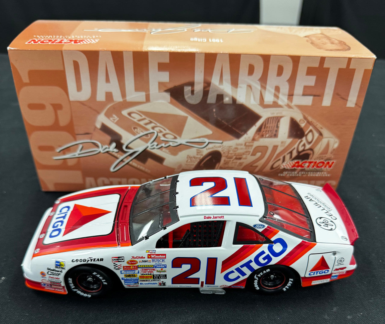 Action Racing Dale Jarrett #21 1991 Wood Brothers Citgo Ford Thunderbird 1:24