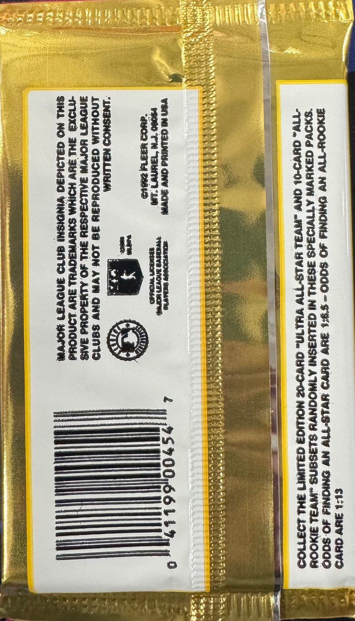1992 Fleer Ultra Series 2 Baseball Wax Pack