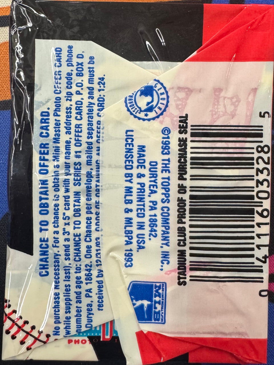 1993 Topps Stadium Club Baseball Series 1 Wax Pack