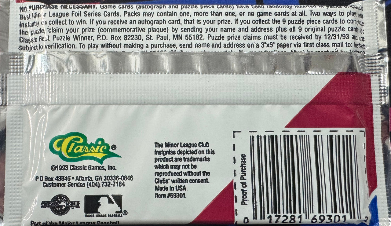 1993 Classic Best Minor League Baseball Wax Pack