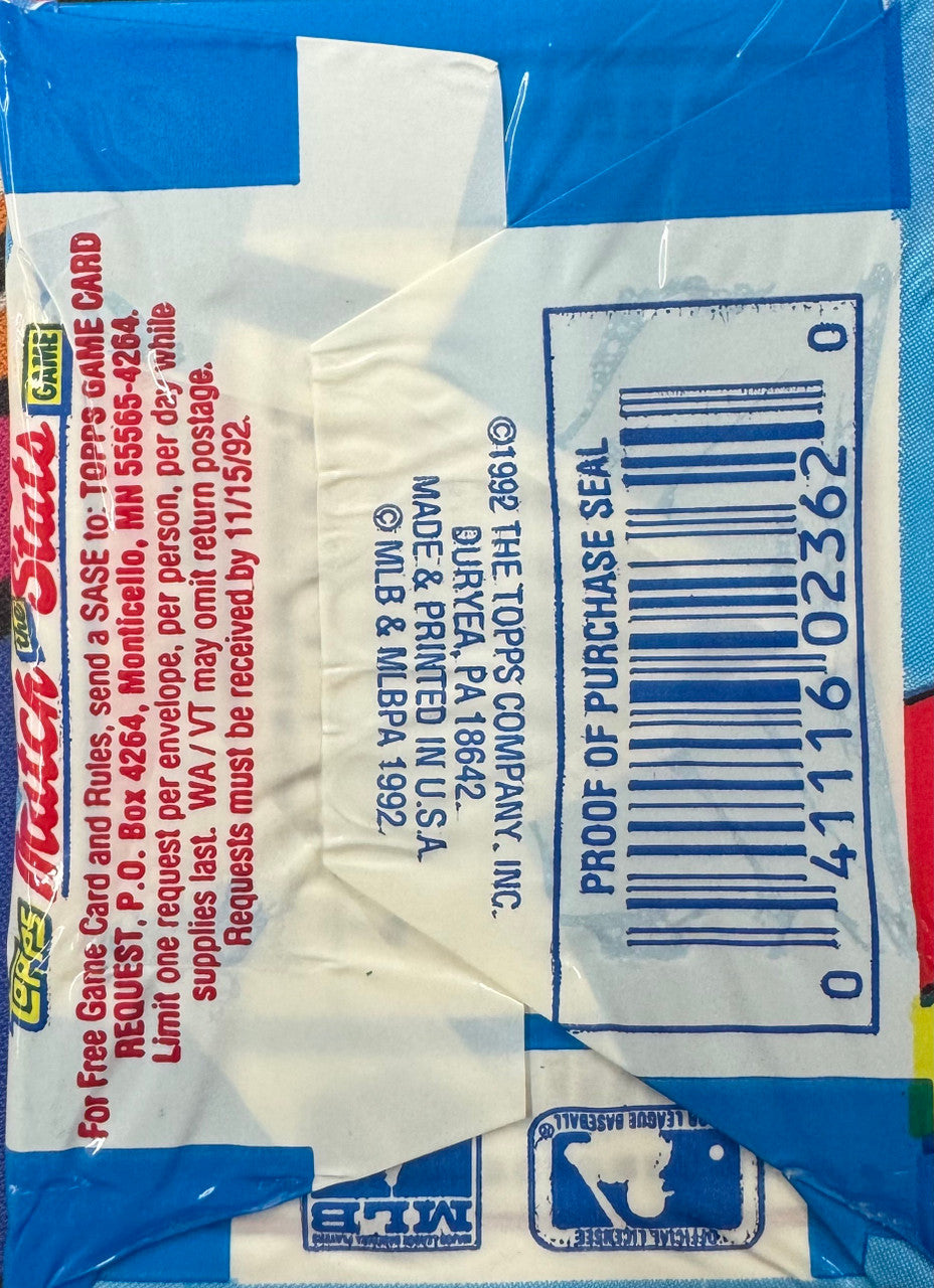 1992 Topps Baseball Wax Pack